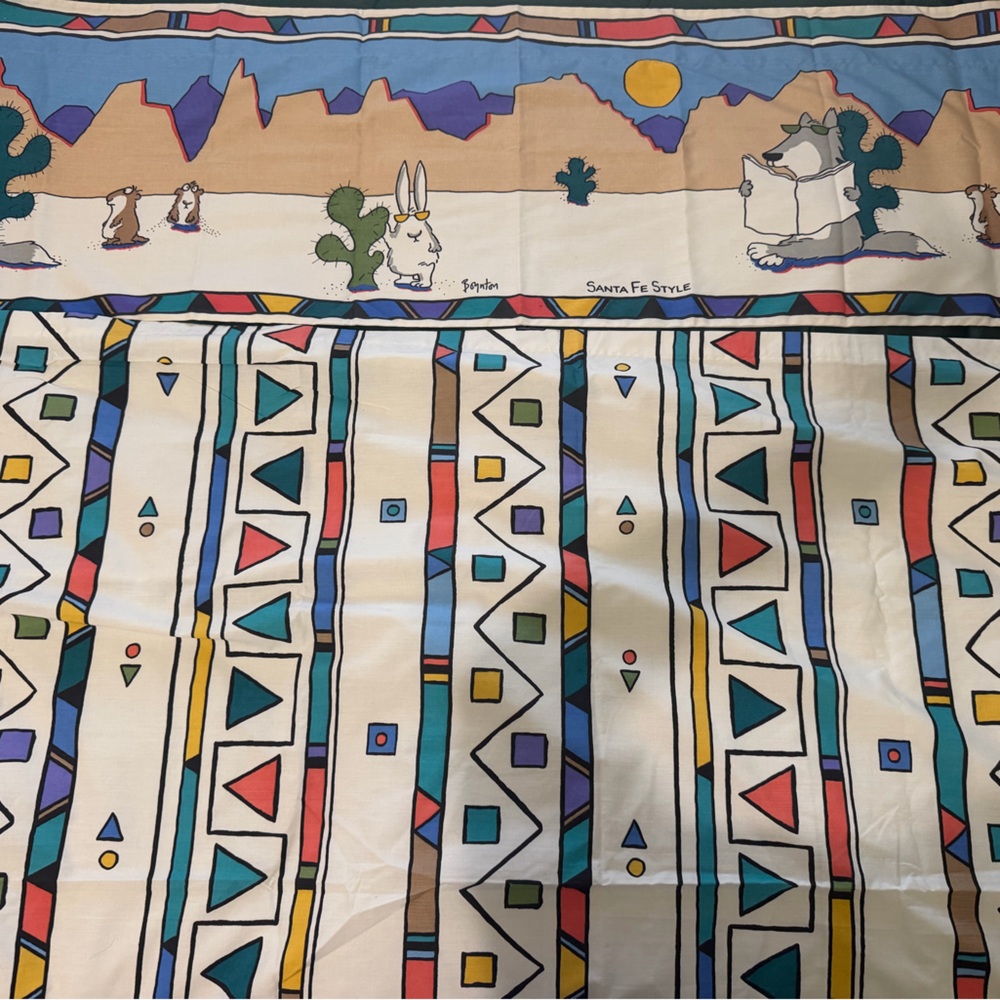 Vtg 1986 Sandra Boynton for Martex Santa Fe Style Curtains Rare Coyote & Rabbit